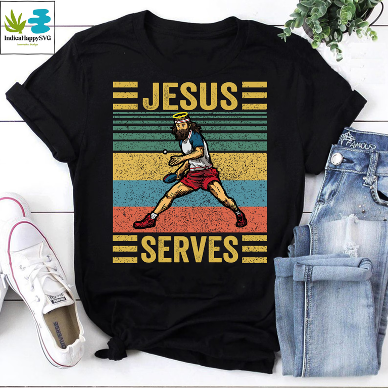 Jesus Serves Pingpong Vintage T-Shirt